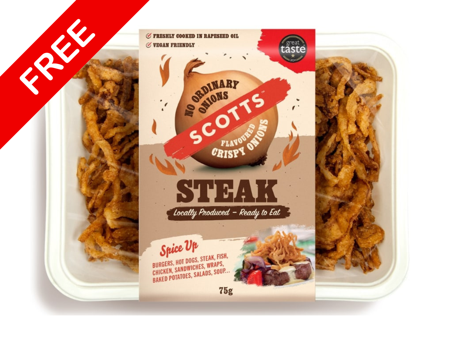 CLAIM YOUR FREE -SCOTTS CRISPY ONIONS STEAK FLAVOUR 75G